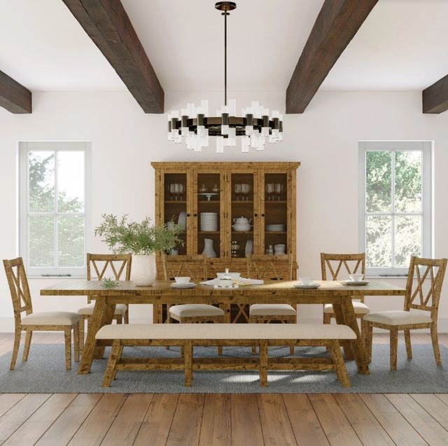 Jofran Inc. Telluride 8-Piece Gold Trestle Dining Table Set-1