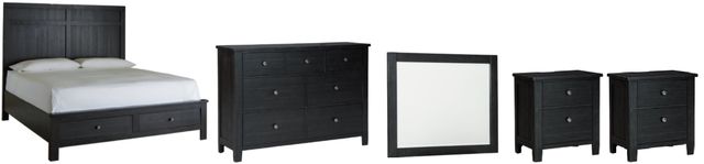  Benchcraft® Noorbrook 5-Piece Black King Storage Panel Bed-0