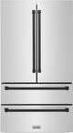 ZLINE Autograph Edition 36" 22.5 Cu. Ft. Fingerprint Resistant Stainless Steel Counter Depth French Door Refrigerator with Ice Maker and Matte Black Traditional Handles-0