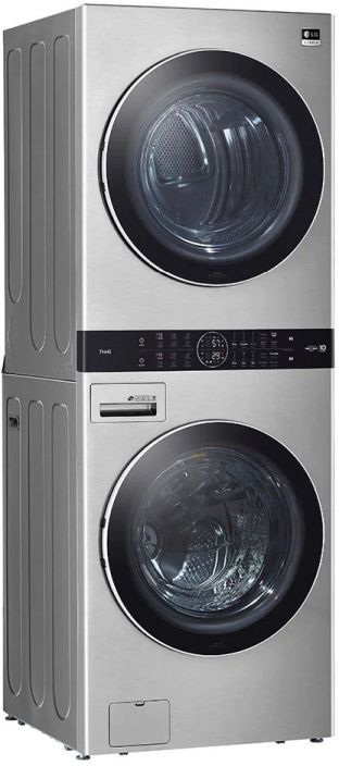 LG Studio WashTower™ 5.0 Cu. Ft. Washer, 7.4 Cu. Ft. Dryer Noble Steel Stack Laundry-1