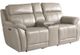 Bassett® Furniture Levitate Light Gray Leather Loveseat with Console-0