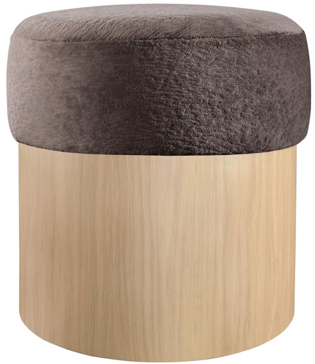 Meridian Furniture Nimes Brown/Natural Velour Fur Ottoman-1