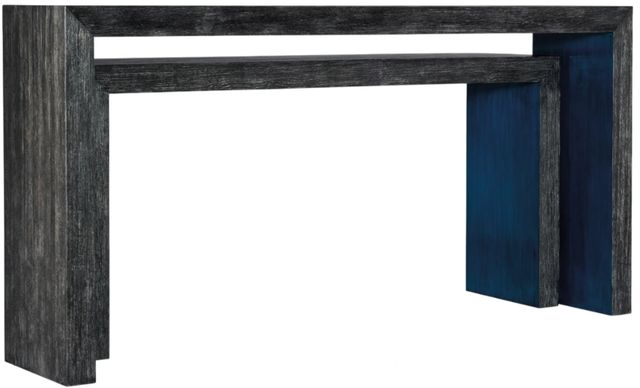 Hooker® Furniture Melange Halen 2-Piece Black Nesting Sofa Table Set with Blue Accents-2