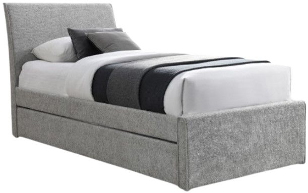 Meridian Furniture Myles Grey Twin Chenille Fabric Upholstered Panel Bed with Trundle-0