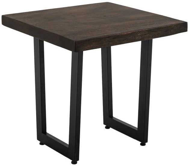 International Furniture Direct Raramuri Stained Dark End Table with Black Base-0