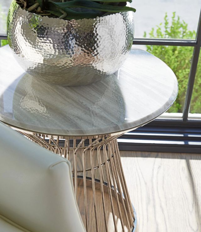 Lexington Home Ariana Martini Polished Silver White End Table with Platinum Base-3