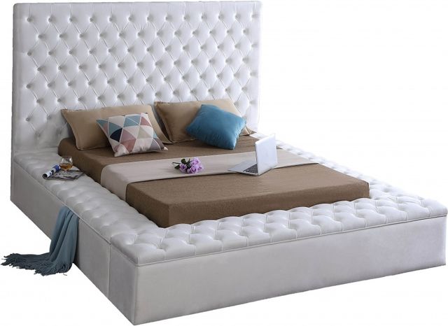 Meridian Furniture Bliss White Velvet Full Bed-1