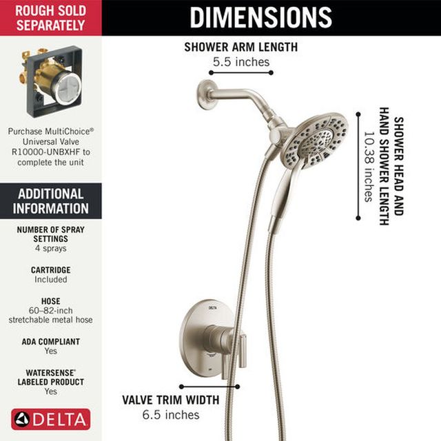 Delta Altado™ Monitor® 17 Series Stainless Shower Trim with In2ition®-1