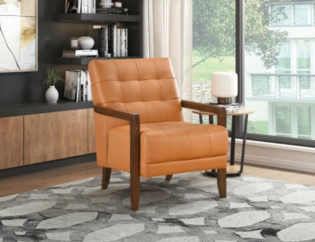 Homelegance® Crafton Orange/Walnut Accent Chair-1