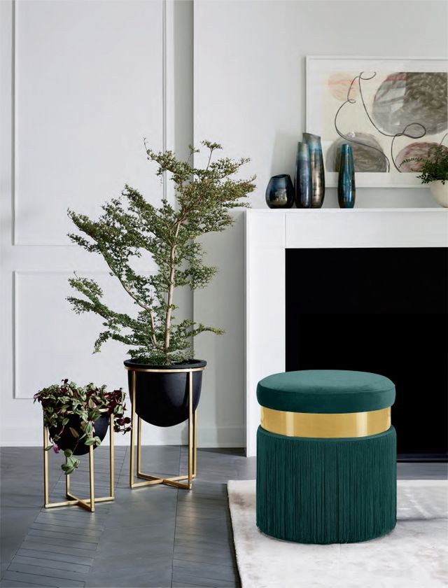 Meridian Furniture Yasmine Green Velvet Stool-1