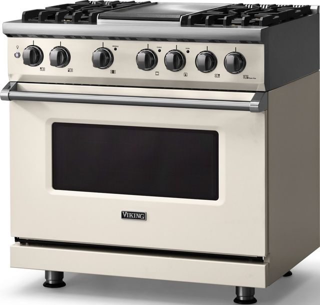 Viking® 5 Series 36" Pure White Pro Style Dual Fuel (NG) Range with Polished Chrome Trim-3