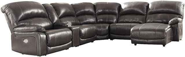 Signature Design by Ashley® Hallstrung 6-Piece Gray Power Reclining Right-Arm Facing Sectional and Chaise-0