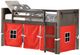 Donco Kids Barn Door Red/Brushed Shadow Youth Twin Low Loft with Tent Kit-0