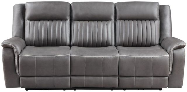 New Classic® Home Furnishings Enzo Gray Dual Manual Reclining Sofa-2