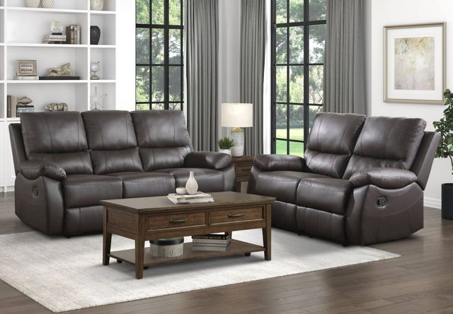 Homelegance® Dawson Brown Double Manual Reclining Sofa-1
