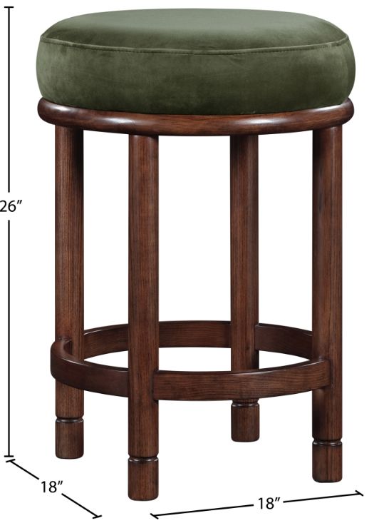 Meridian Furniture Monette Green/Walnut Brown Upholstered Counter Stool-2