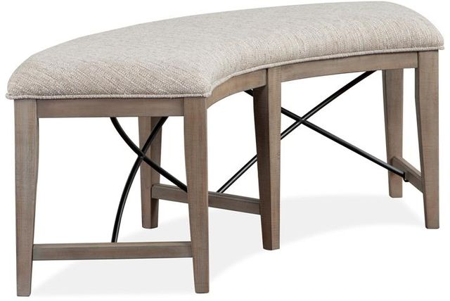 Magnussen Home® Paxton Place Dovetail Grey Curved Upholstered Bench-1