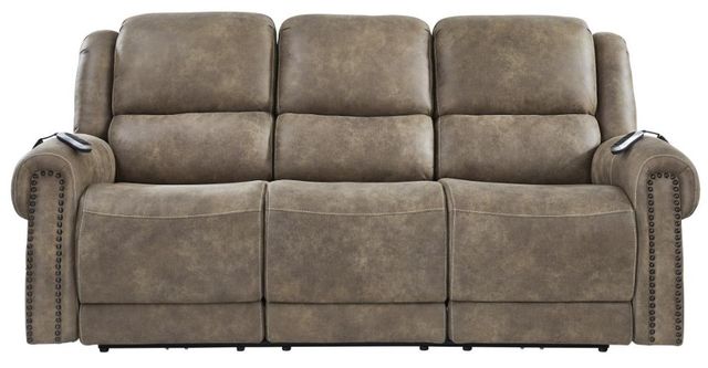 Corinthian Furniture Burr Ridge Hazelnut 89" Power Reclining Sofa with Power Headrest and Lumbar-0