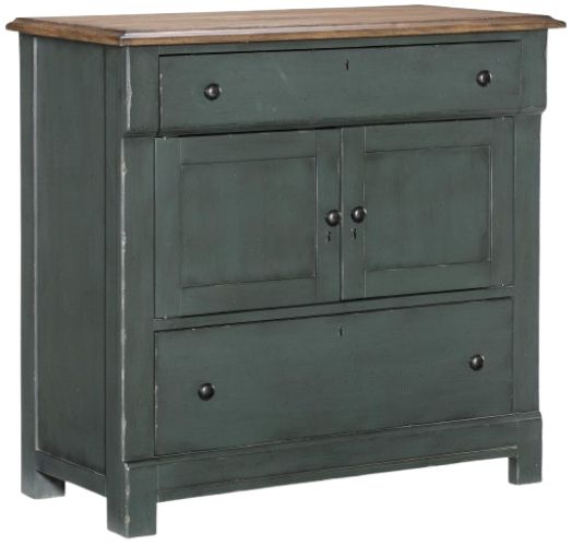 Legacy Classic Vintage Market Barnwood Oak/Mallard Green Accent Chest-0