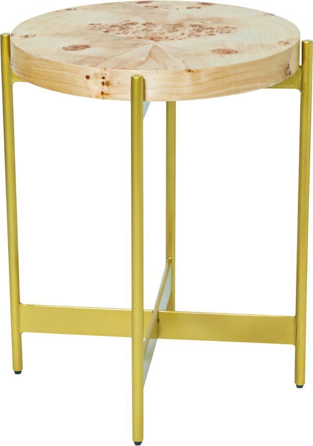 LR Home Brown Side Table with Gold Base-2