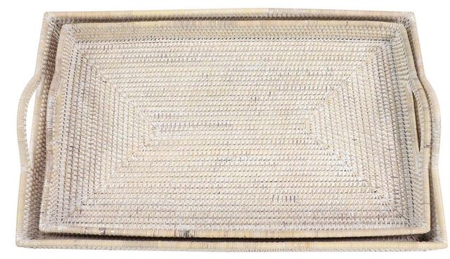Deco Marche 2-Piece Cream Rectangular Tray Set-1
