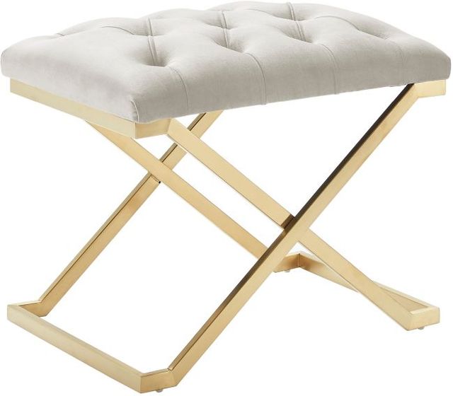 Worldwide Homefurnishings Inc. Rada Brushed Gold/Ivory Bench-0