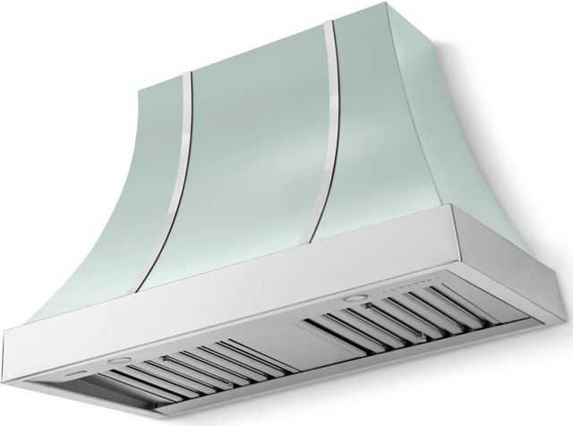 La Cornue CornuFé Cascade 44" Roquefort Mounted Range Hood with Polished Chrome Trim-0