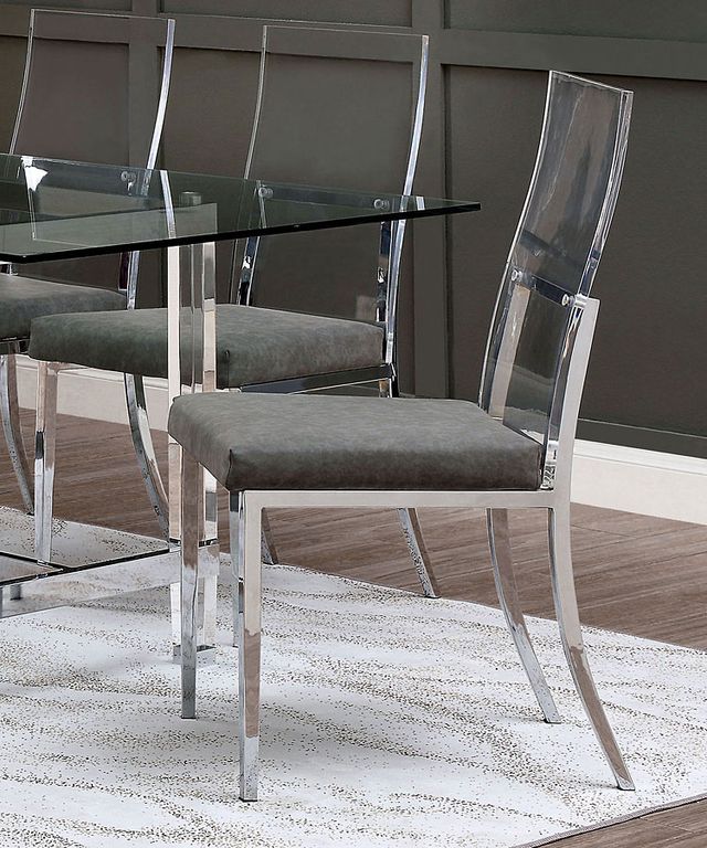 Furniture of America® Casper 2-Piece Chrome/Gray Dining Side Chair Set-2