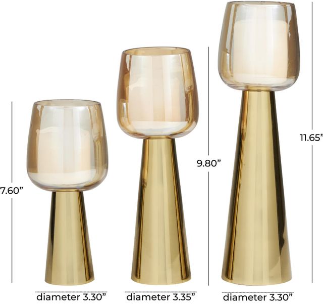 Deco Marche 3-Piece Gold Candle Holder Set-2