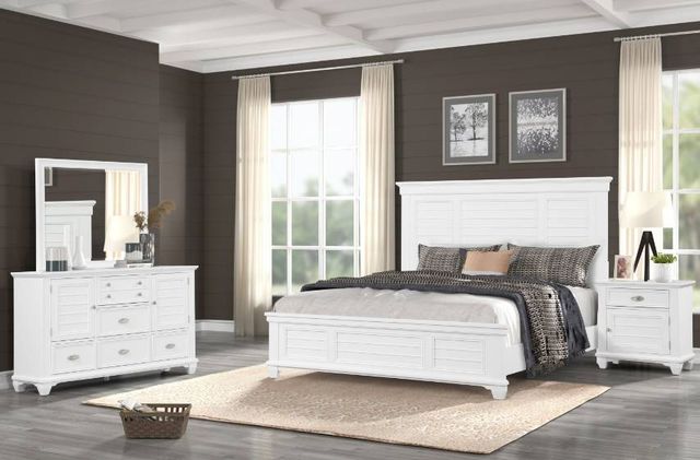 New Classic® Home Furnishings Jamestown 4-Piece White Queen Panel Storage Bedroom Set-1