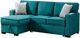 Elements International Caracas 2-Piece Palmer Teal Sectional Sleeper Chofa with Pull Bed-0