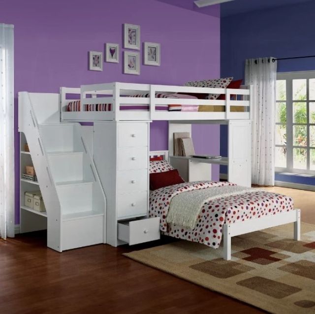 ACME Furniture Freya White Twin Youth Loft Bed with Storage-1