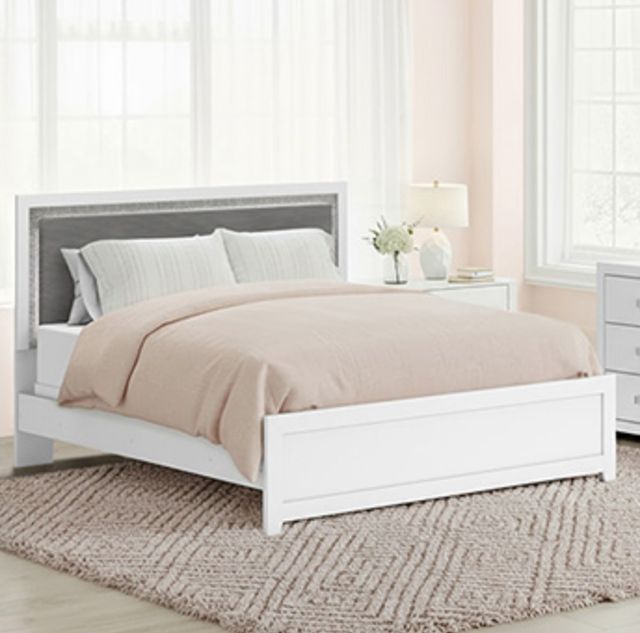 Signature Design by Ashley® Raechalla Gray/White King Upholstered Panel Headboard-1