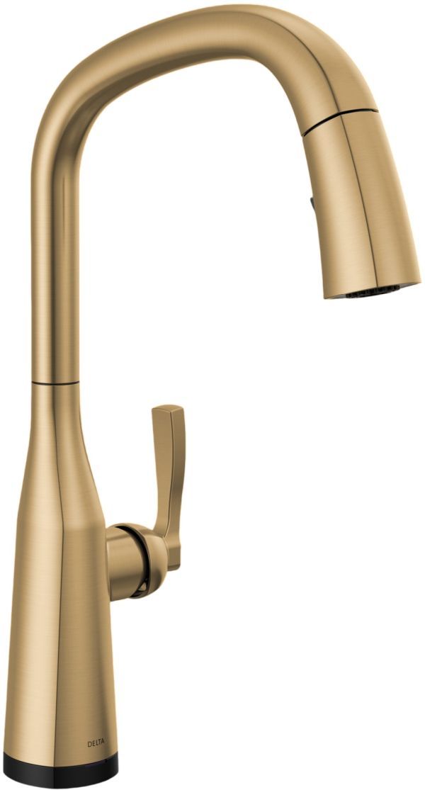 Delta Stryke® Lumicoat® Champagne Bronze VoiceIQ® Single Handle Kitchen Faucet with Touch2O® Technology-0