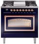 Ilve® Nostalgie II Noblesse 36'' Midnight Blue Pro Style Dual Fuel Range with Copper Trim-0