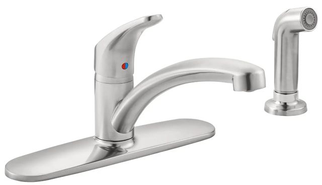 American Standard Colony® PRO Stainless Steel Single-Handle Kitchen Faucet wih Side Spray and Deck Plate-0