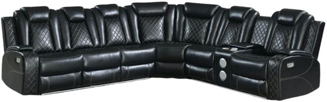 New Classic® Home Furnishings Orion II 3-Piece Black Power Reclining L-Shape Sectional-0
