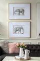 A & B Home 2-Piece Gold/Gray/White Fake Elephant Wall Art Set-3