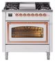 Ilve® Nostalgie II Noblesse 36'' White Pro Style Dual Fuel Range with Copper Trim-0