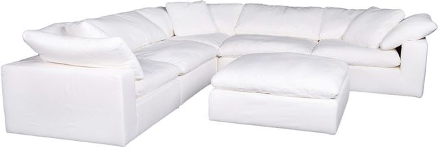 Moe's Home Collection Clay 6-Piece White L-Shaped Modular Sectional and Ottoman-1