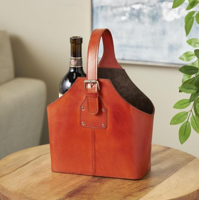 Deco Marche Brown Handmade 2-Bottle Wine Holder with Carrying Handle-4