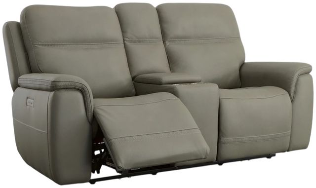 Flexsteel® Sawyer Gray Power Reclining Loveseat with Console, Power Headrests and Lumbar-2