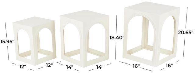Deco Marche 3-Piece White Nested Accent Table with Arched Cutouts-3