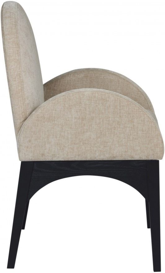 Meridian Furniture Waldorf Beige/Black Chenille Upholstered Dining Arm Chair-2
