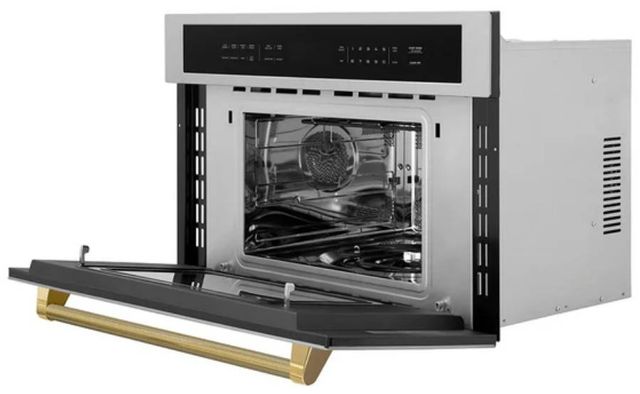 ZLINE Autograph Edition 30" 1.6 Cu. Ft. Stainless Steel Built-in Convection Microwave Oven with Champagne Bronze Helix Handle-3