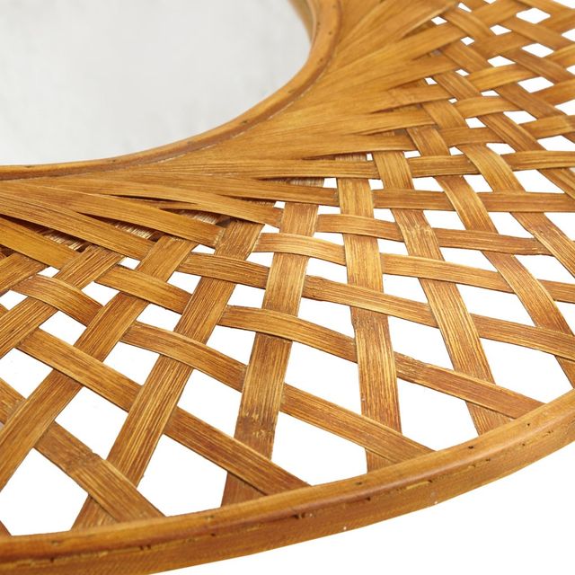 Olliix by Madison Park Reed Natural Round Bamboo Wall Decoration Mirror-2