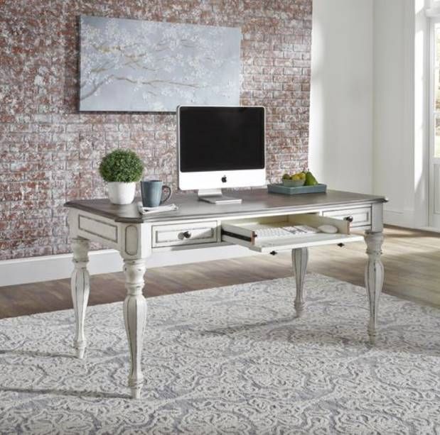 Liberty Furniture Magnolia Manor Antique White/Weathered Bark 60" Writing Desk-1