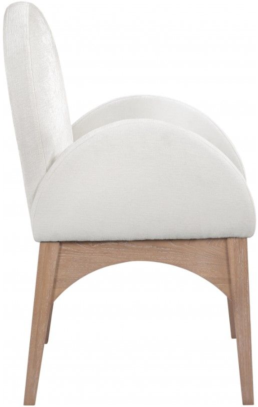 Meridian Furniture Waldorf Cream/Natural Chenille Upholstered Dining Arm Chair-3