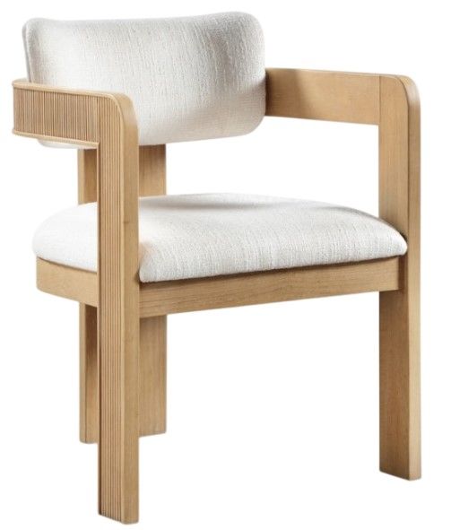 Meridian Furniture Sacha Cream/Natural Linen Textured Upholstered Dining Chair-0