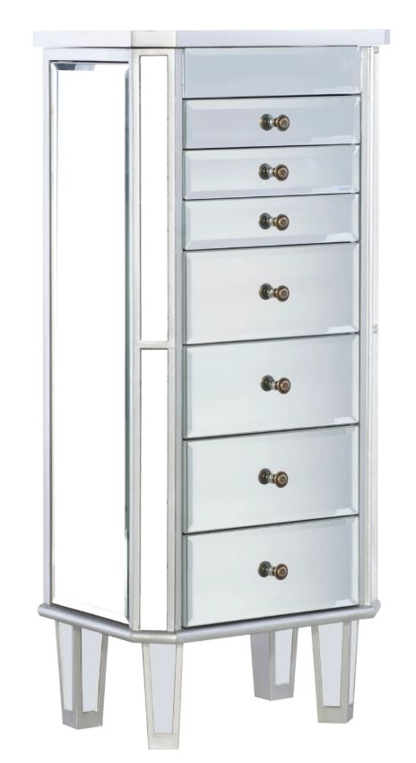 Powell® Milan Silver Mirrored Jewelry Armoire-0